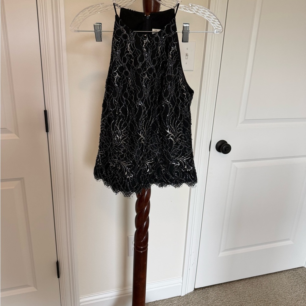 Elegant Black Lace Halter Blouse